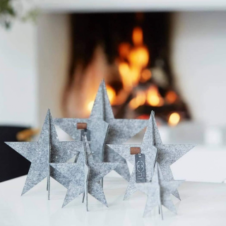 Standing Felt Star Set of 3, Black