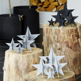 Standing Felt Star Set of 3, Black